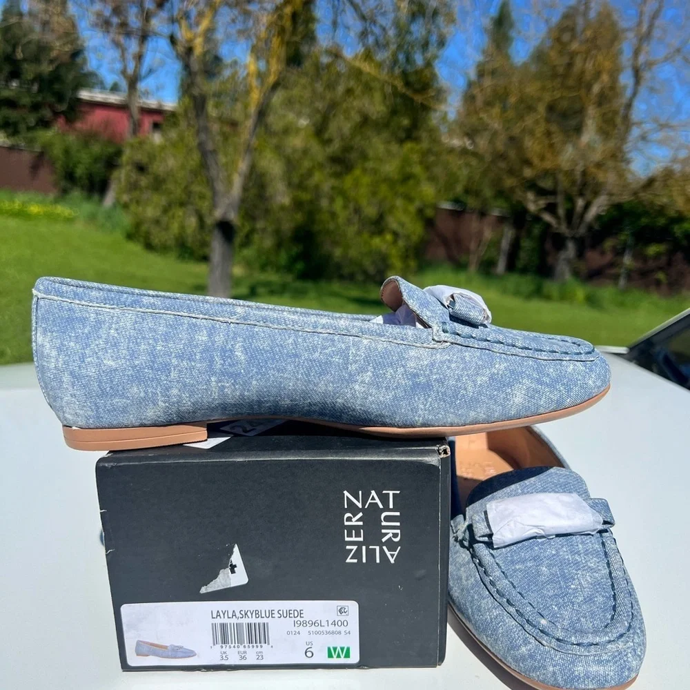 Naturalizer Layla Light Blue Suede Slip-On Loafers
